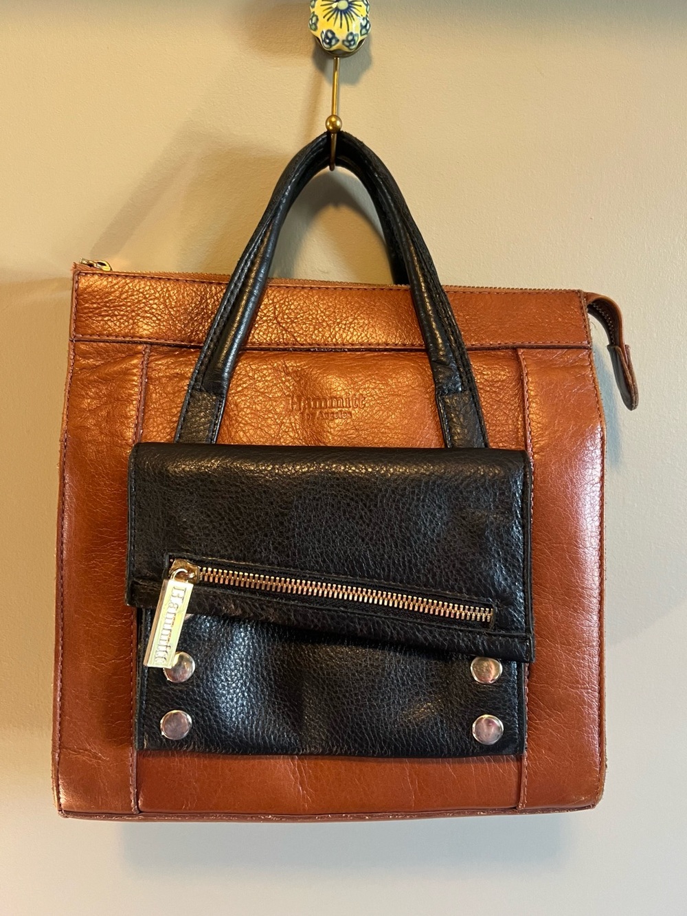 Vintage Hammitt Los Angeles Bryant Style Crossbody Satchel Leather Two-Tone